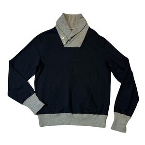 Guideboat Co. mens M Medium black 100% cotton shawl collar sweater EUC